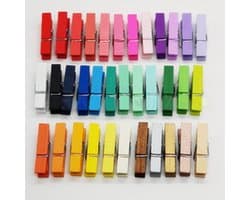 Wasknijpers Houten 200 Stuks - Decoratieve Clips - Fotoclips - Opknoping Kleding - Kunstwerk Display - Geassorteerde Kleuren