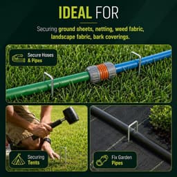 U-vormige metalen tuinpalen - Robuuste verankeringspalen - Gegalvaniseerde, roestvrije palen - Scherpe afgeschuinde uiteinden voor eenvoudige plaatsing in de grond - Stabiliseren tuinelementen-3.0mm*4cm*10cm — thumbnail 5