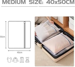 Wasnet Set van 2 - Duurzame Waszakken met Ritssluiting - Waszakken voor Delicate Kleding - Reiswasnet 40 x 50 cm - Robuuste Stiksels - Waszak — thumbnail 5