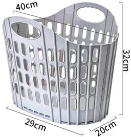Opvouwbare wasmand - wasmand - vuile wasmand - handzame vuile wasmand - grijs - 29*20*32 cm - wandmontage mogelijk - geschikt voor slaapkamers, badkamers, studentenkamers, campers en appartementen — thumbnail 5