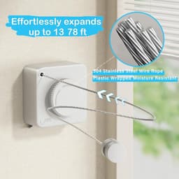 Uitschuifbare Waslijn - Intrekbare Kledinglijn - Droog Je Kleding - Niet Doorhangend Design - 51 Meter Kabel - Wit — thumbnail 3