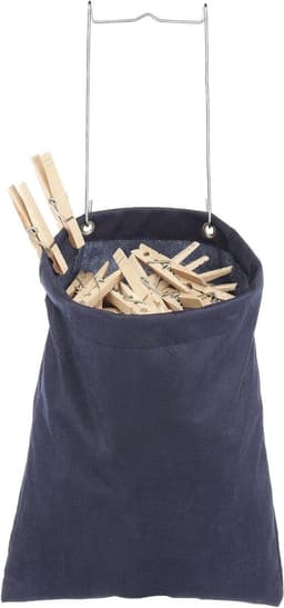 Hangende Doekspeldtas - Wasknijperhouder - Wasknijpers Opbergen - Met Ophangstang - 15 cm breed - Marineblauw — thumbnail 1