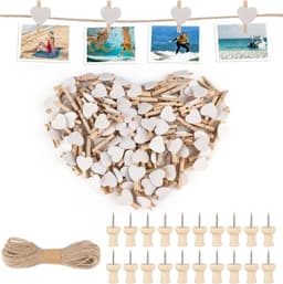Hartvormige Wasknijpers - Mini Houten Knijpers - Foto's Ophangen - Natuurlijk Hout - 100 Stuks - Wit — thumbnail 1