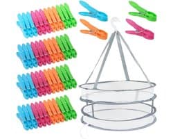 Wasknijpers Set - Kledingklemmen Mand - Kleding Drogen - Windbestendig Ontwerp - 48 Stuks - Multicolor
