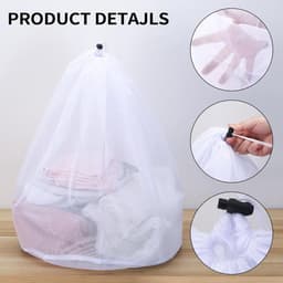 Waszakken met trekkoord voor wasmachinetassen voor wasmachines, delicate waszakken, herbruikbare netto waszak voor delicate kleding, sokken, beha, ondergoed, 2 kleine (30 x 40 cm), 1 groot (50 — thumbnail 2