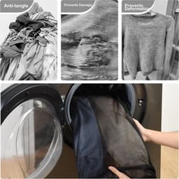 2 stuks wasnet, groot, 40 x 50 cm, opvouwbare wasmand, waszakken voor wasmachine met ritssluiting, waszak voor reizen, voor gevoelige kledingstukken, beha's en beddengoed, zwart — thumbnail 5