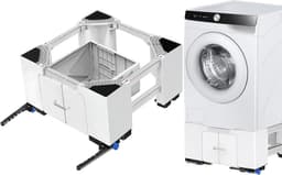 Wasmachine Onderstel - Apparaat Verhoger - Apparaten Verplaatsen - Met Lade en Wielen - 63-69 cm Verstelbaar - Grijs — thumbnail 1