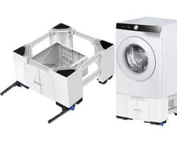 Wasmachine Onderstel - Apparaat Verhoger - Apparaten Verplaatsen - Met Lade en Wielen - 63-69 cm Verstelbaar - Grijs