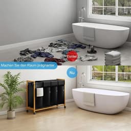 JCP® Wasmand - 200L - Wasmanden - Wasmand 4 Vakken - Zwart - 102cm x 36cm x 82cm — thumbnail 3