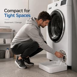 Lekbak Wasmachine - 3-Delige Set - Opvangbak - Universele Wasmachine Lekbak -Afvoerbak Voor Wasmachines - 17.8×17.8×5 Cm - Eenvoudig Te Installeren - Afvoer Van De Wasmachine - Afvoerbak - Geschikt Voor Appartementen, Garages En Huurwoningen - Wit — thumbnail 4