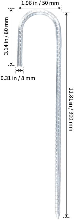 Omgoods - 12 Inch J-Haak Grondankers voor Bevestiging van Tenten en Tuinstructuren — thumbnail 4