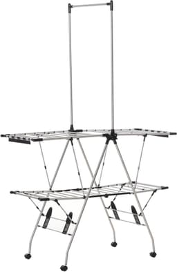 Opvouwbaar droogrek met wieltjes, groot droogoppervlak, roestvrij staal, 138,5 x 63 x 208 cm — thumbnail 3