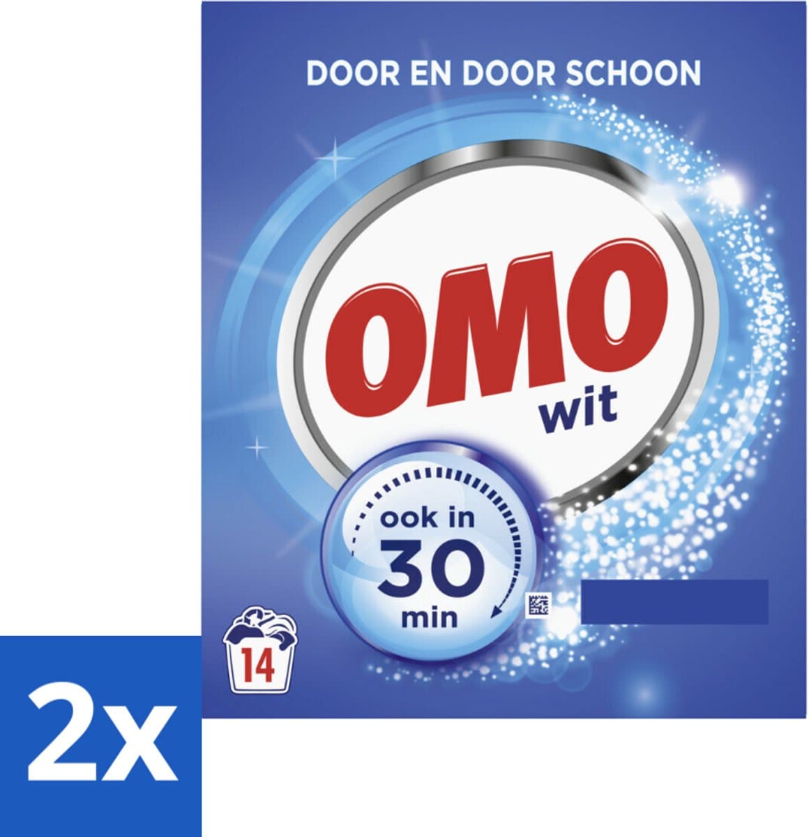 2 x OMO – Waspoeder – Wit – 14 Wasbeurten - Wit Waspoeder - Schone Was - Vlekverwijdering - Waskracht - 30 Minuten Was — afbeelding 1