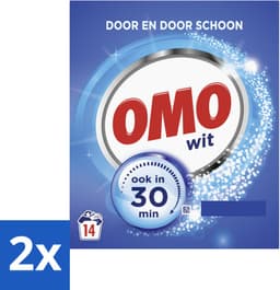 2 x OMO – Waspoeder – Wit – 14 Wasbeurten - Wit Waspoeder - Schone Was - Vlekverwijdering - Waskracht - 30 Minuten Was — thumbnail 1