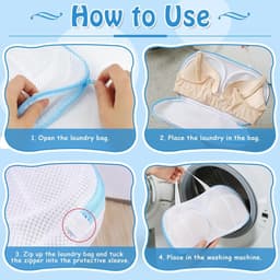 Dailygoods- Wasnet Set van 3 - Bescherming voor Beha's - Fijnmazig Netmateriaal - Lichtblauw - 20 x 34,5 cm - Voor Gevoelige Kledingstukken - Waszak — thumbnail 4