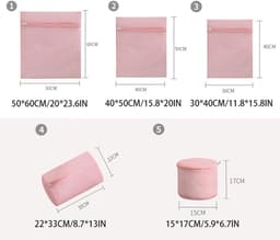 5-Delige set wasnetzakken met fijne was, gemaakt van polyester, verdikt, duurzaam, met ritssluiting, wasmachinebestendig, opbergzakken voor de was, reisopbergzakken om ondergoed, bh's - Roze — thumbnail 2