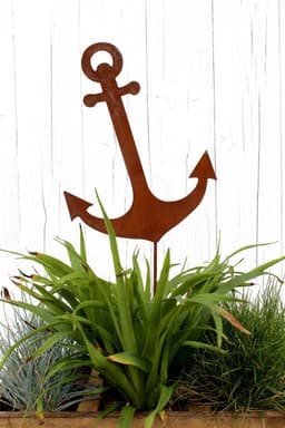 Tuindecoratie Anker - Tuinplug Roest Metaal - Buiten Decoreren - Roestlook Patina - 14 x 40 cm - Bruin — thumbnail 2