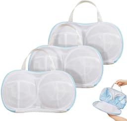 2 stuks - wasmachine beha houder, blauw, beha ring beschermhoes met draagbare handgreep, beha waszak met rits, handig voor wassen, delicate lingerie beha — thumbnail 1