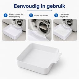 Bobypet - Wasmachine afvoerbak - Afvoerbak voor voorlader - Met dekselopener en geleidingslamellen - 3-delige set - Voor kelder, appartement, stacaravan en garage - 17,8 x 17,8 x 5 cm - Wit — thumbnail 4