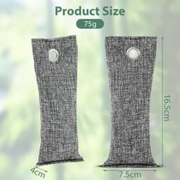 Bamboe Houtskool Zakjes, 12 Stuks, Vochtabsorberende en Geurabsorberende Zakjes voor Schoenen, Kasten, Auto's en Badkamers, 75g — thumbnail 5
