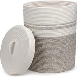 DailySupplies® Rieten Wasmand met Deksel - 37x37x52 CM — thumbnail 1