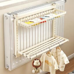 Radiator Droogrek - Handdoekenhanger Badkamer - Kleding Drogen - Montagevrij Ontwerp - 60cm Breed - Mat Zwart — thumbnail 2