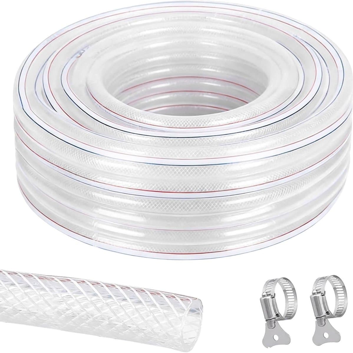 Gevlochten hogedrukslang van PVC, flexibel en transparant, ideaal voor water, gas en olie, 25 x 32 mm, 3/6/10 meter — afbeelding 1