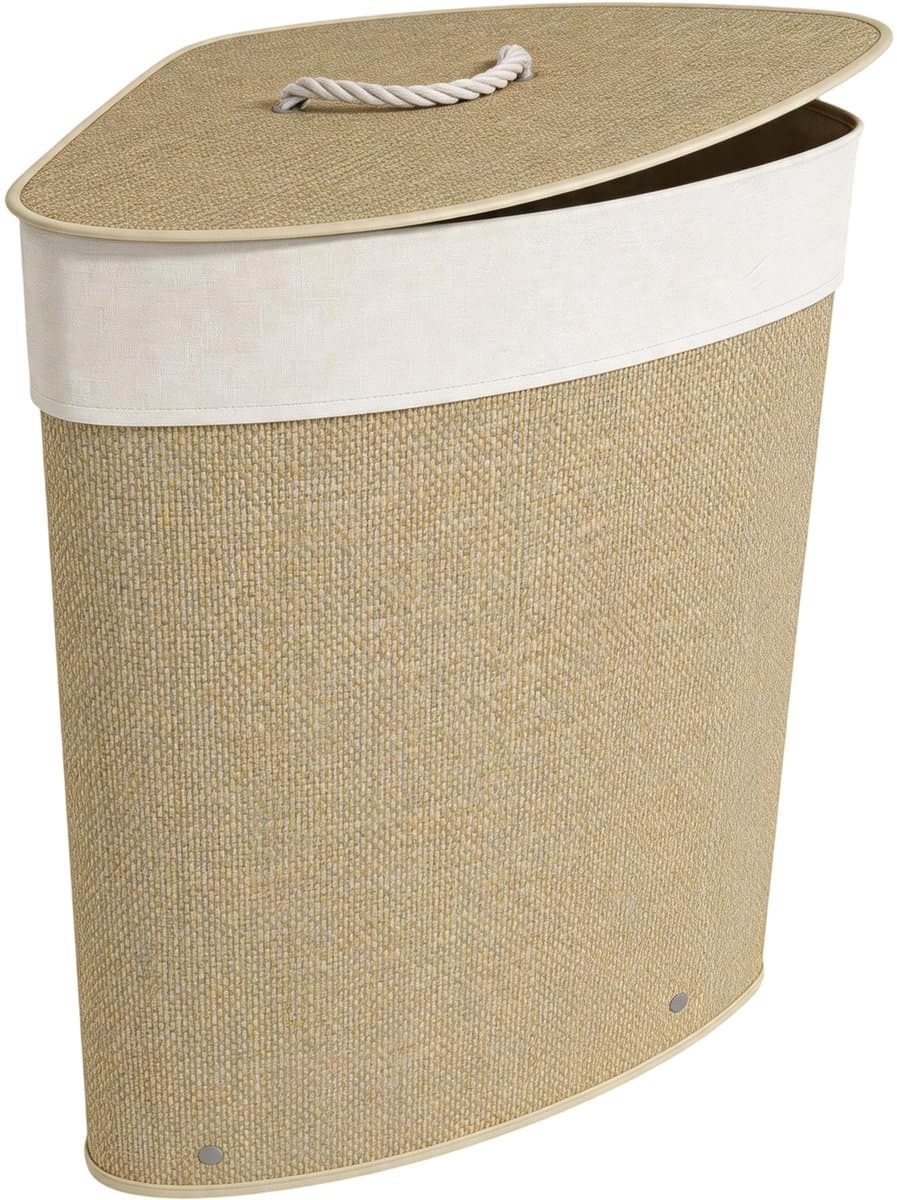HOMCOM Laundry Hamper-Bambus-35L x 35B x 60H cm-Cremeweiß — afbeelding 1
