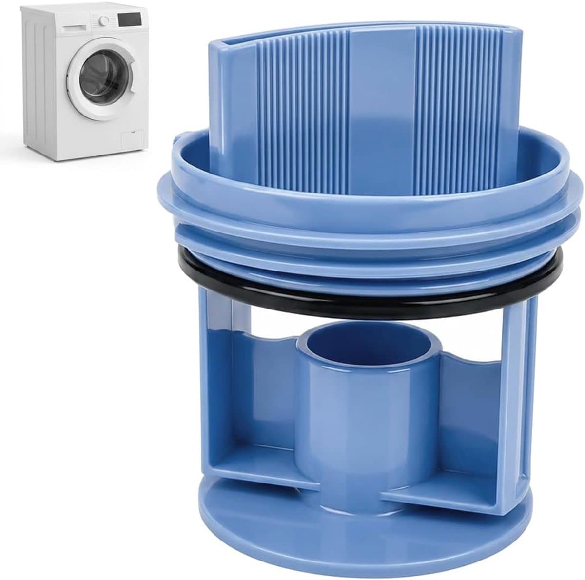 Wasmachine pluizenzeef filter geschikt voor Bosch, Siemens - aftapplug met afdichting - pluizenfilter - pluizenzeef - Blauw — afbeelding 1