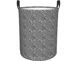 Ronde Wasmand - Opbergbak - Thuis Organiseren - Waterdichte Stof - 50 x 40 cm - Zwart Wit