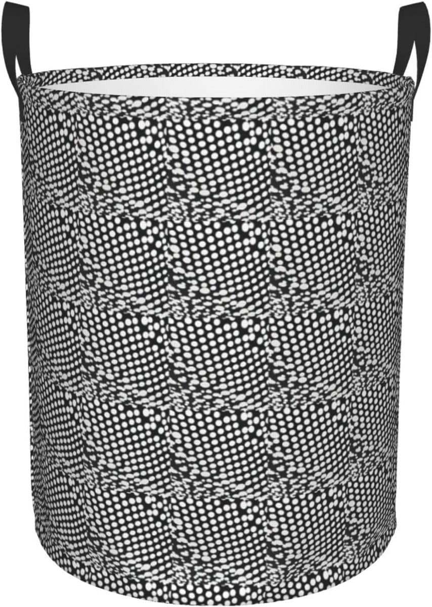 Ronde Wasmand - Opbergbak - Thuis Organiseren - Waterdichte Stof - 50 x 40 cm - Zwart Wit — afbeelding 1