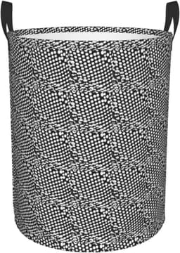 Ronde Wasmand - Opbergbak - Thuis Organiseren - Waterdichte Stof - 50 x 40 cm - Zwart Wit — thumbnail 1