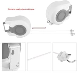 Dailygoods- Waslijn Uittrekbaar 13 Meter - Ruimtebesparend - Wandmontage - Draagbaar - Geschikt voor Balkon - Gemaakt van ABS/PVC - Kledinglijn — thumbnail 4