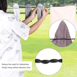 Reiswaslijn - Kledinglijn - Kleding Drogen - Intrekbaar Ontwerp - 2 Stuks - Zwart — thumbnail 3