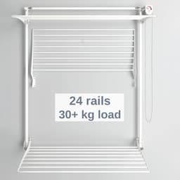 Wanddroger - Droogrek Toren - Was Drogen - Ruimtebesparend Ontwerp - 128 cm Breed - Wit — thumbnail 5