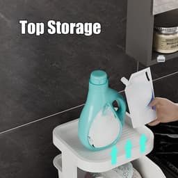Wasmand op wielen - Rolwagen opbergruimte - Vuile was sorteren - Ademende meshstructuur - Tot 132 cm hoog - Wit — thumbnail 5