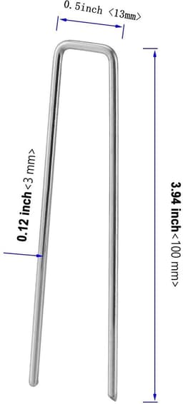 Dailygoods - 150 stuks gegalvaniseerde grondankers, 100 x 13 mm, Ø 3 mm, bevestigingsanker, grondankers van verzinkt, staal voor bevestiging van onkruiddoek, onkruidfolie, heggen, tuinvlies, omheining of — thumbnail 3