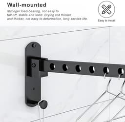 Dailygoods- Wandrek Inklapbaar - Opvouwbaar - Droogrek voor Balkon - Garderobe - Badkamer - Roestvrij Staal — thumbnail 2