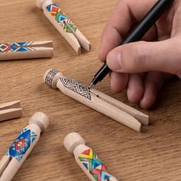 Houten Klemmen - Wasknijpers - Knutselen Decoreren - Veerloos Ontwerp - 10 cm - Natuurlijk Hout — thumbnail 4