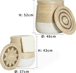 Dailygoods- Wasmand 86/45 liter - Wasmand met deksel - Opbergmanden - Stapelbaar - Zeegras - Duurzaam design - Opbergmand — thumbnail 5