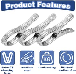 SnelShoppen - 25 Stuks RVS Kledingknijpers, Handige Strandhanddoek Klemmen, Lichtgewicht Clips voor Badhanddoeken, Kleding, Sokken, Perfect voor Thuis — thumbnail 5