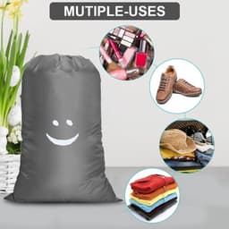 Dailygoods - Waszak voor reizen - Waterdicht - Grote capaciteit - Grijs - Vuile was wasverzamelaar - Perfect voor studentenhuizen en camping — thumbnail 3