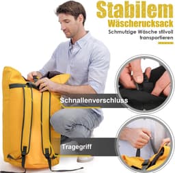 SnelShoppen - Gele XXL Waszak 115 Liter - Waterdichte Rectangulaire PVC Reistas met 2 Gewatteerde Schouderbanden - Vouwbare Opbergzak voor Kleding - P — thumbnail 5