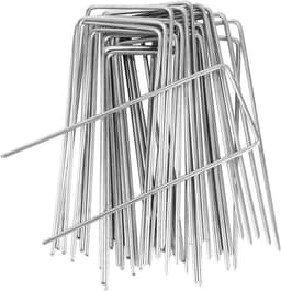 Grondankers voor onkruidvlies en tegels - Verzinkt staal - Set van U-vormige tuinharingen - 150 mm lang — thumbnail 1