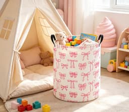 VHV-Opbergmand - 35x45 cm - Stijlvolle en Duurzame Wasmand met Strik Decoratie en Ruime Opslag voor Speelgoed, Kleding en Woonkamer — thumbnail 4