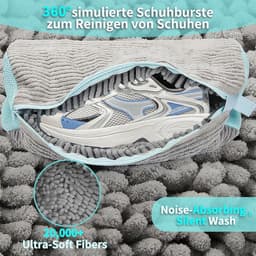 2 dikke waszakken voor de wasmachine, grijs, anti-vervorming, herbruikbaar, 360°-reiniging, met verborgen ritssluiting, voor gymschoenen, gaasdoek — thumbnail 3