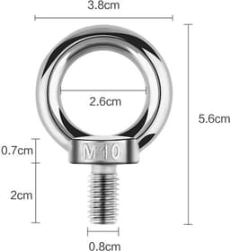 5 stuks ringschroef van roestvrij staal M10 voor hangartikelen en luifels — thumbnail 2