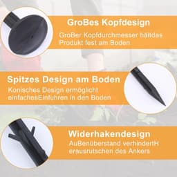 SnelShoppen - 50 Stuks Earth Nails voor Onkruid, 11 cm Lange Grondankers, Zwarte Grondsteken van Onbreekbaar Plastic, Voor Veiligheidsnet, Molly Gaas, — thumbnail 3