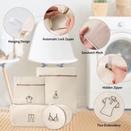 Waszakken Set - Beige - Dubbellaags en Duurzaam - Ritssluiting voor Kledingbescherming - Voor Delicate Was — thumbnail 5