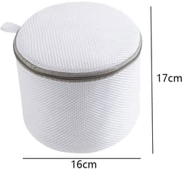 3-stuks Waszakken - Waszakje - BH Waszakken - Het heeft een ritssluiting en fijne mesh-vakken om te voorkomen dat kleding blijft haken of in de knoop raakt - Polyester - 16×16×7cm - Geschikt als ondergoed - Wit — thumbnail 4